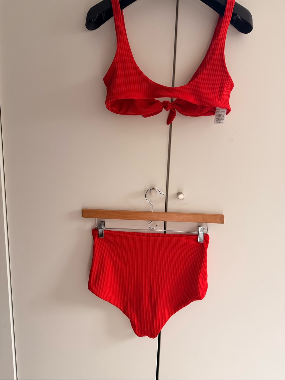 Mara Hoffman Scarlet Ribbed Tie-Front Bandeau Bikini Set - Picture 12 of 13